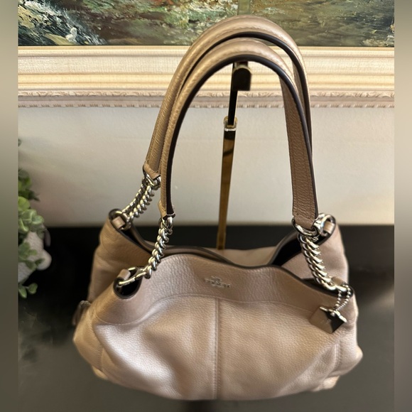 Coach Lexy Metallic Platinum Gold Triple Compartment Shoulder Bag EUC - Picture 7 of 14